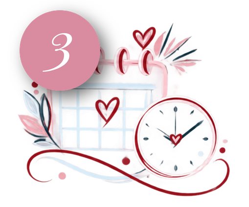 Icone étape 3 calendrier rose et bleu pastel