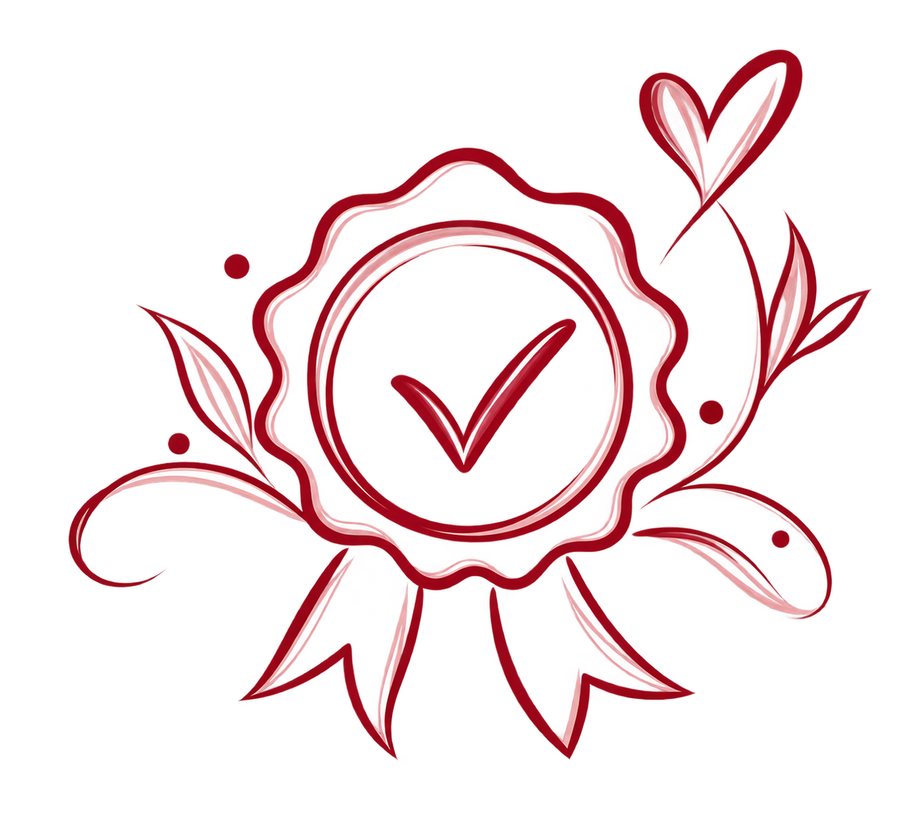 Badge de certification floral rouge